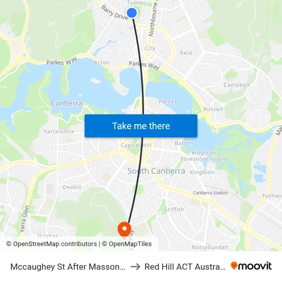 Mccaughey St After Masson St to Red Hill ACT Australia map