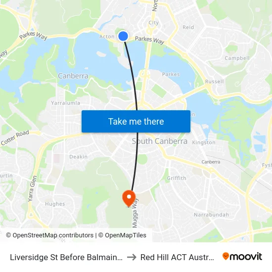 Liversidge St Before Balmain Cr to Red Hill ACT Australia map