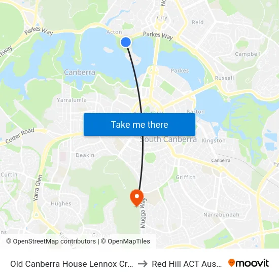 Old Canberra House Lennox Crossing to Red Hill ACT Australia map