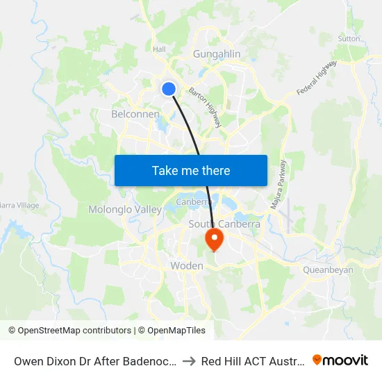 Owen Dixon Dr After Badenoch Cr to Red Hill ACT Australia map