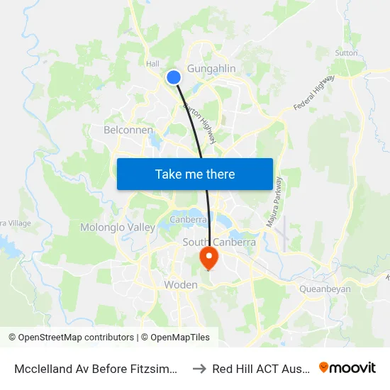 Mcclelland Av Before Fitzsimmons St to Red Hill ACT Australia map