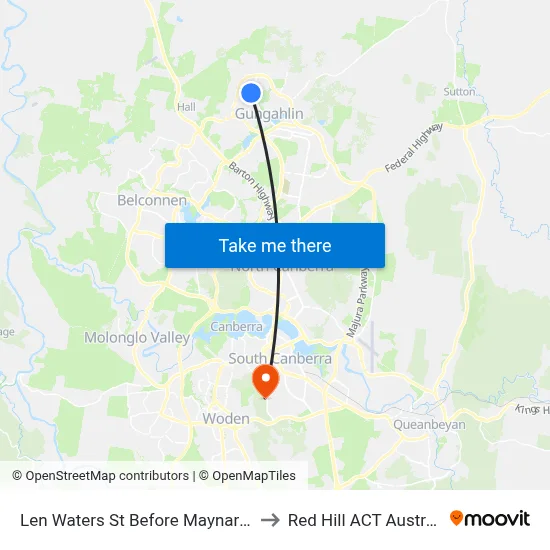 Len Waters St Before Maynard St to Red Hill ACT Australia map