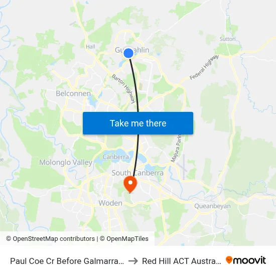 Paul Coe Cr Before Galmarra St to Red Hill ACT Australia map