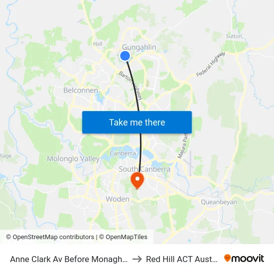 Anne Clark Av Before Monaghan Pl to Red Hill ACT Australia map