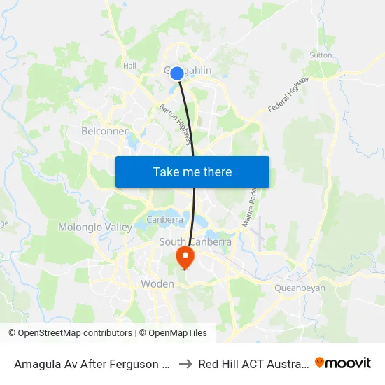 Amagula Av After Ferguson Cct to Red Hill ACT Australia map