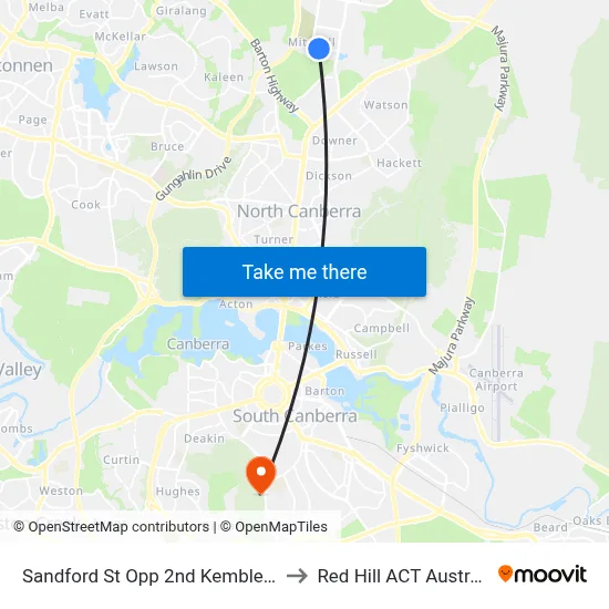 Sandford St Opp 2nd Kemble Crt to Red Hill ACT Australia map