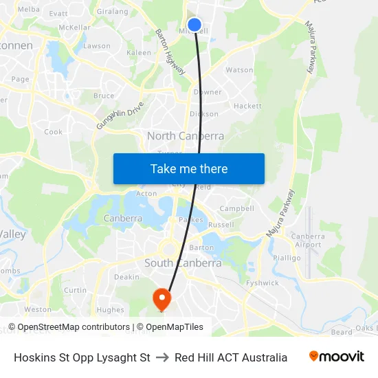 Hoskins St Opp Lysaght St to Red Hill ACT Australia map