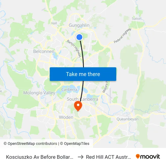 Kosciuszko Av Before Bollard St to Red Hill ACT Australia map