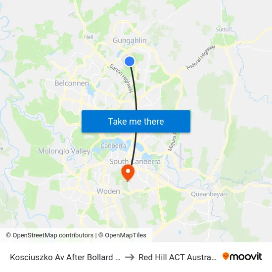 Kosciuszko Av After Bollard St to Red Hill ACT Australia map