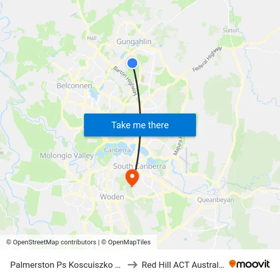 Palmerston Ps Koscuiszko Av to Red Hill ACT Australia map