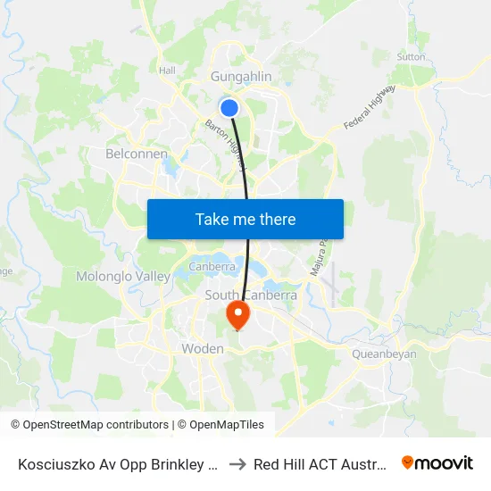 Kosciuszko Av Opp Brinkley Cct to Red Hill ACT Australia map