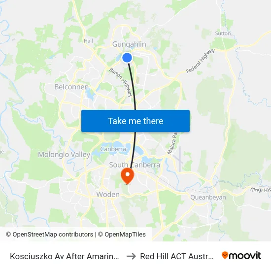 Kosciuszko Av After Amarina St to Red Hill ACT Australia map