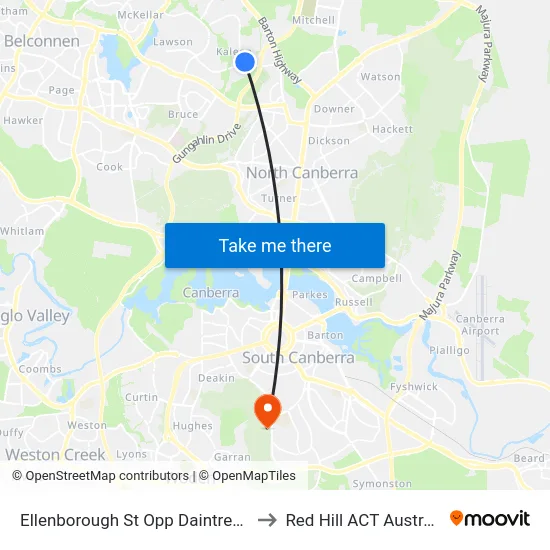 Ellenborough St Opp Daintree Cr to Red Hill ACT Australia map