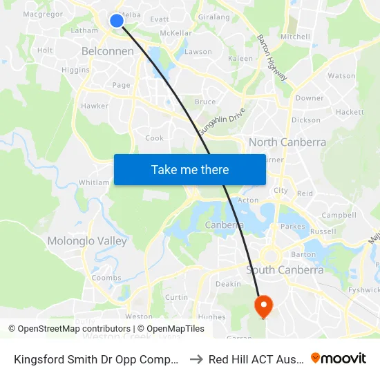 Kingsford Smith Dr Opp Companion Cr to Red Hill ACT Australia map