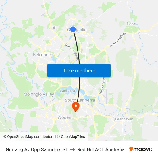 Gurrang Av Opp Saunders St to Red Hill ACT Australia map