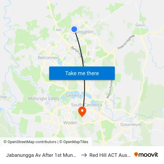 Jabanungga Av After 1st Mundang Cr to Red Hill ACT Australia map