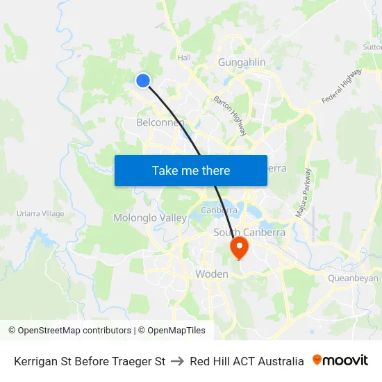 Kerrigan St Before Traeger St to Red Hill ACT Australia map