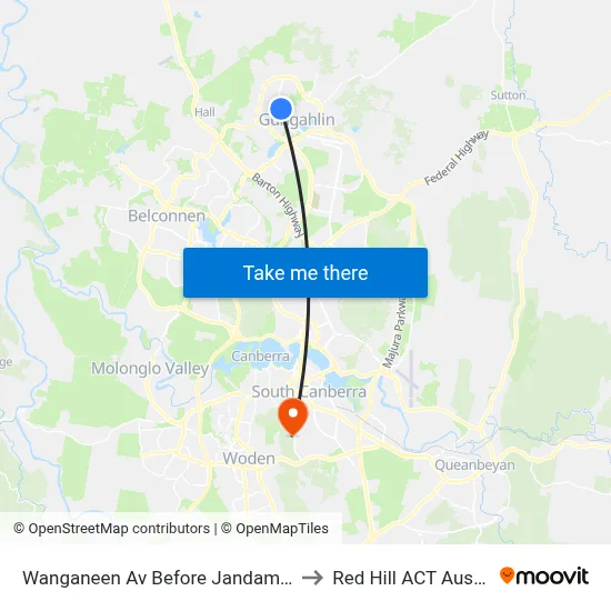 Wanganeen Av Before Jandamarra St to Red Hill ACT Australia map