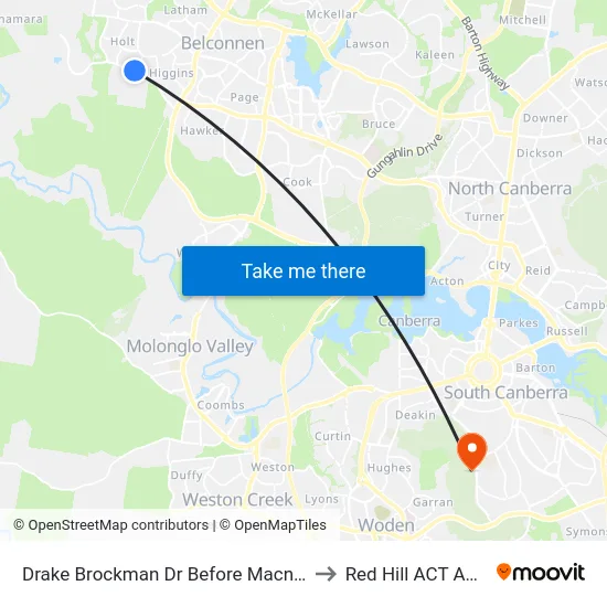 Drake Brockman Dr Before Macnaughton St to Red Hill ACT Australia map
