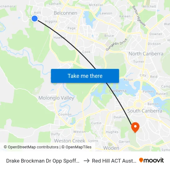 Drake Brockman Dr Opp Spofforth St to Red Hill ACT Australia map