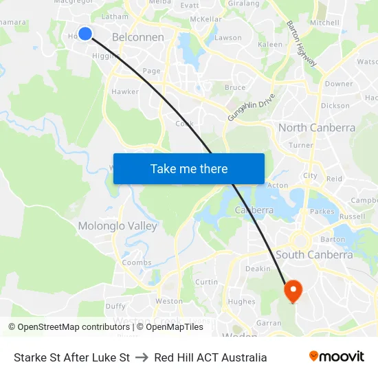 Starke St After Luke St to Red Hill ACT Australia map