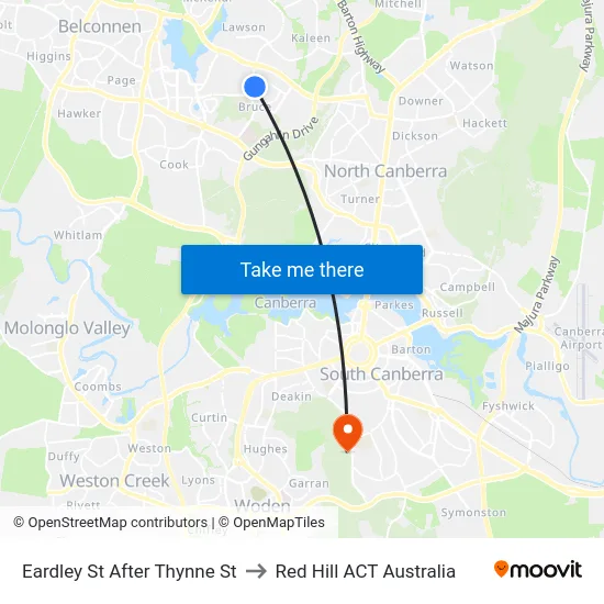 Eardley St After Thynne St to Red Hill ACT Australia map