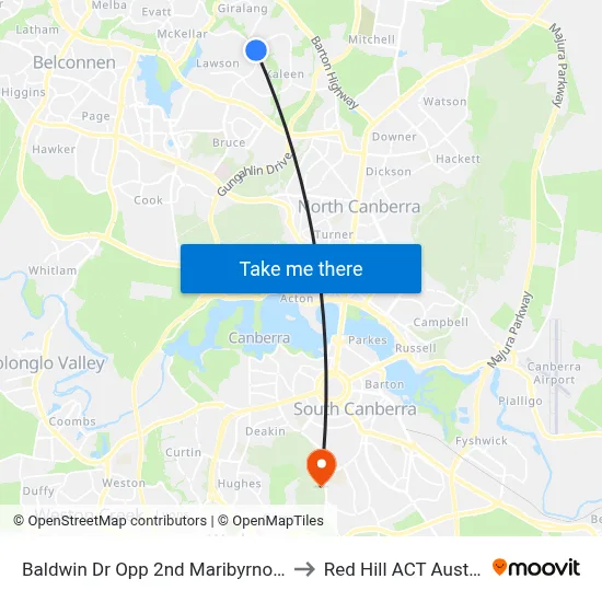 Baldwin Dr Opp 2nd Maribyrnong Av to Red Hill ACT Australia map