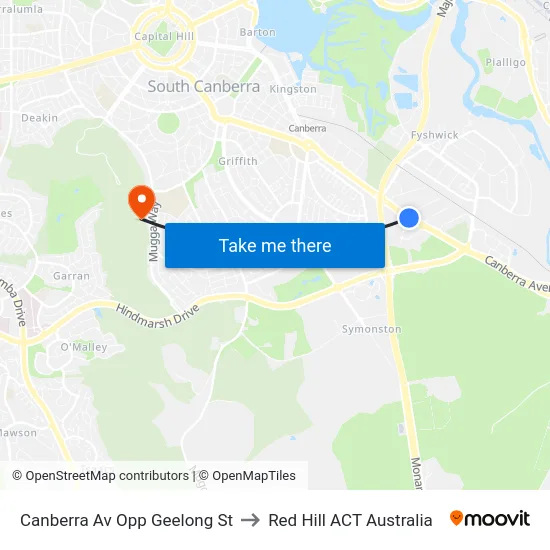 Canberra Av Opp Geelong St to Red Hill ACT Australia map