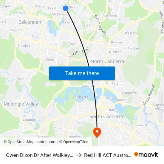 Owen Dixon Dr After Walkley Pl to Red Hill ACT Australia map