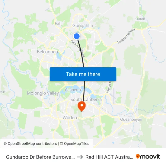 Gundaroo Dr Before Burrowa St to Red Hill ACT Australia map