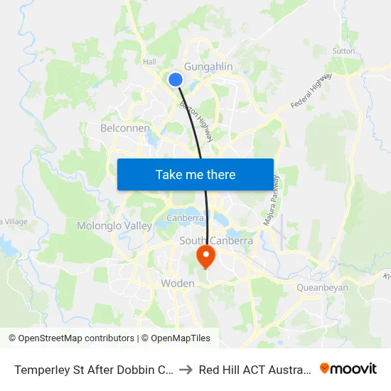 Temperley St After Dobbin Cct to Red Hill ACT Australia map