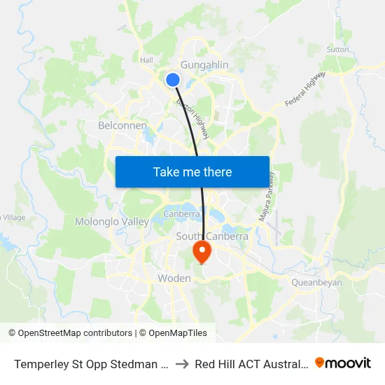 Temperley St Opp Stedman Pl to Red Hill ACT Australia map