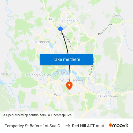 Temperley St Before 1st Sue Geh Cct to Red Hill ACT Australia map