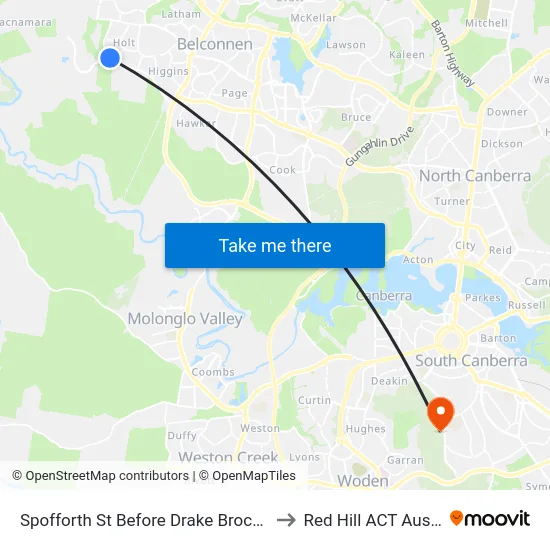Spofforth St Before Drake Brockman Dr to Red Hill ACT Australia map