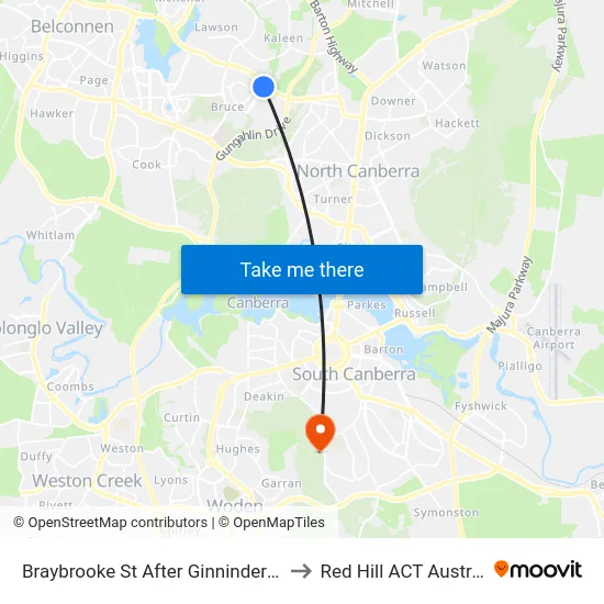 Braybrooke St After Ginninderra Dr to Red Hill ACT Australia map