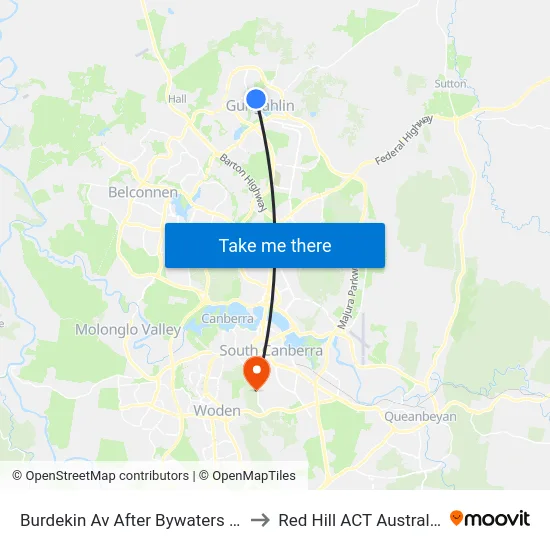 Burdekin Av After Bywaters St to Red Hill ACT Australia map