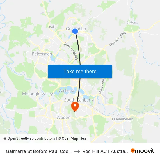 Galmarra St Before Paul Coe Cr to Red Hill ACT Australia map