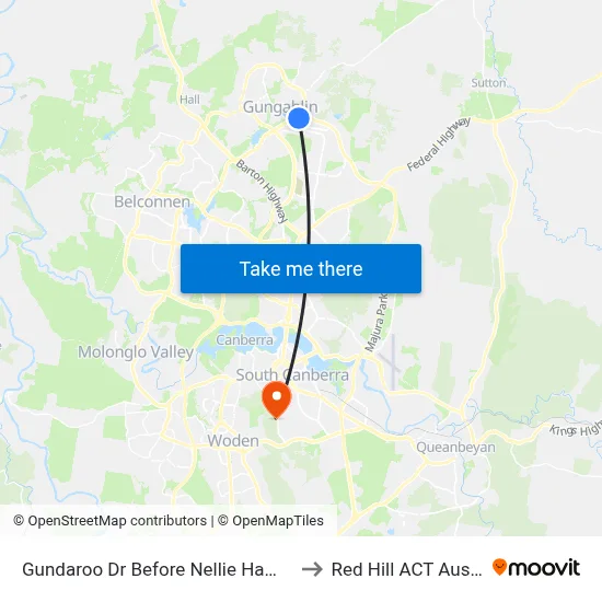 Gundaroo Dr Before Nellie Hamilton Av to Red Hill ACT Australia map