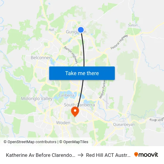Katherine Av Before Clarendon St to Red Hill ACT Australia map