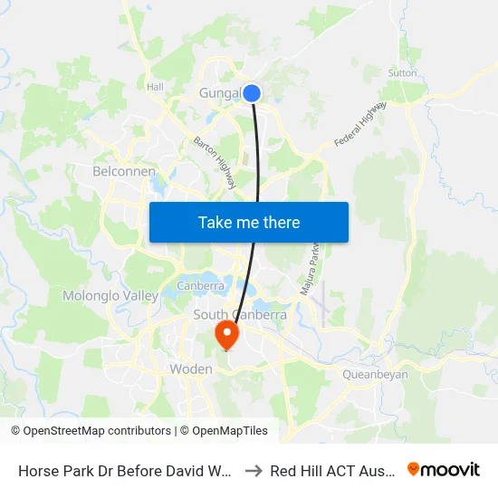 Horse Park Dr Before David Walsh Av to Red Hill ACT Australia map