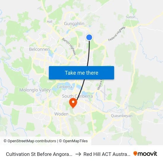 Cultivation St Before Angora St to Red Hill ACT Australia map