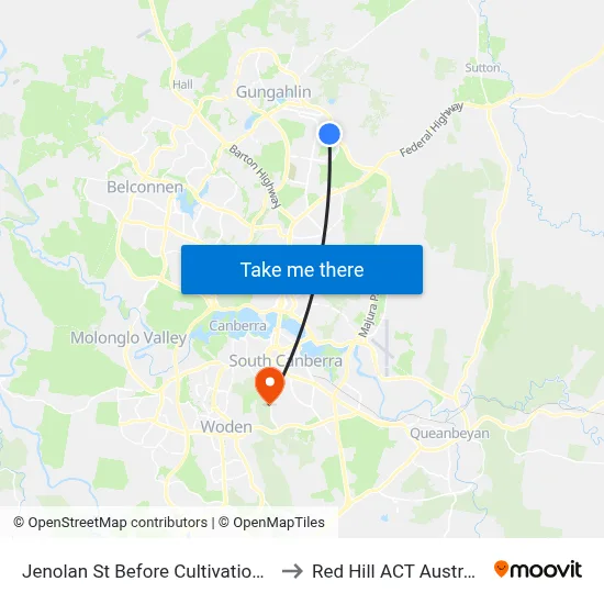 Jenolan St Before Cultivation St to Red Hill ACT Australia map