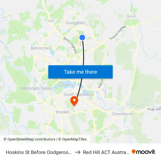 Hoskins St Before Oodgeroo Av to Red Hill ACT Australia map