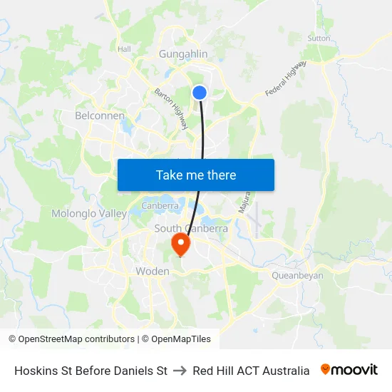Hoskins St Before Daniels St to Red Hill ACT Australia map