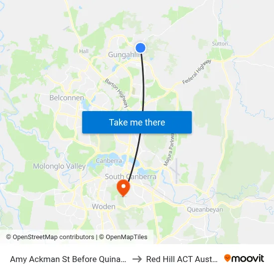 Amy Ackman St Before Quinane Av to Red Hill ACT Australia map