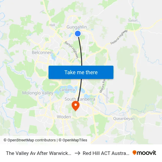 The Valley Av After Warwick St to Red Hill ACT Australia map