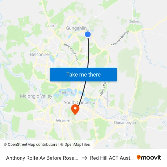 Anthony Rolfe Av Before Rosanna St to Red Hill ACT Australia map