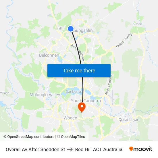 Overall Av After Shedden St to Red Hill ACT Australia map