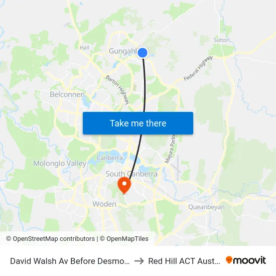 David Walsh Av Before Desmond Ln to Red Hill ACT Australia map