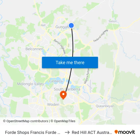 Forde Shops Francis Forde Bvd to Red Hill ACT Australia map